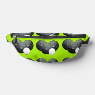 Triad of Precision: Lawn Bowls Trio Jack on Lime Bum Bags