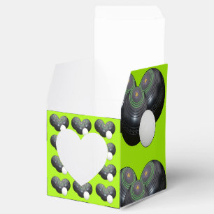 Triad of Precision: Lawn Bowls Trio Jack on Lime Favour Box