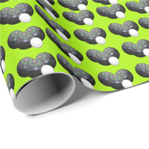 Triad of Precision: Lawn Bowls Trio Jack on Lime Wrapping Paper