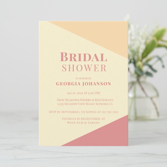 Triadic Yellow Modern Bridal Shower Invitation (Standing Front)