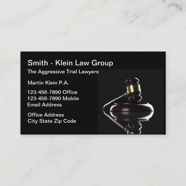 Trial Lawyer Upscale Editable Business Cards (Front)