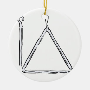 Triangle And Beater Graphic Black and White Ceramic Ornament