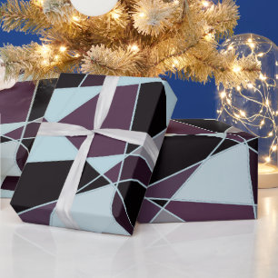Triangle black grey white maroon Abstract Wrapping Paper