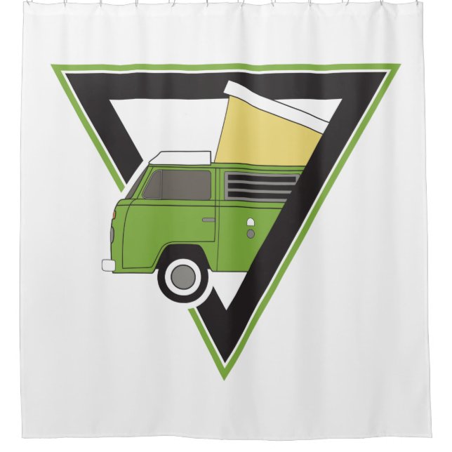 triangle classic green camper van shower curtain (Front)