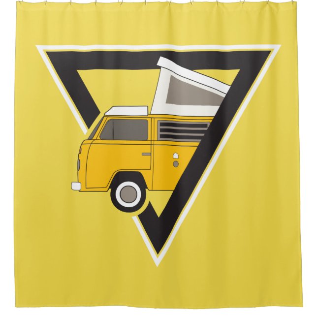 triangle classic yellow bus shower curtain (Front)