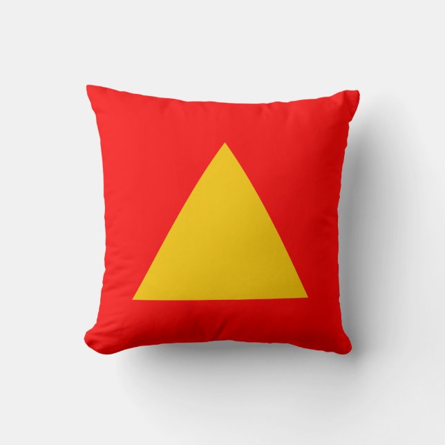 Triangle Colours - Amber and Red Cushion (Front)