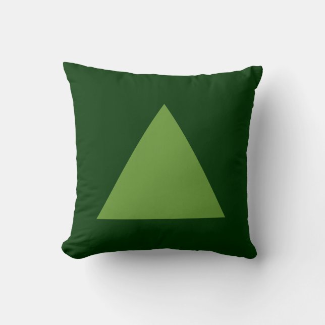 Triangle Colours - Avocado Green on Dk Green Cushion (Front)