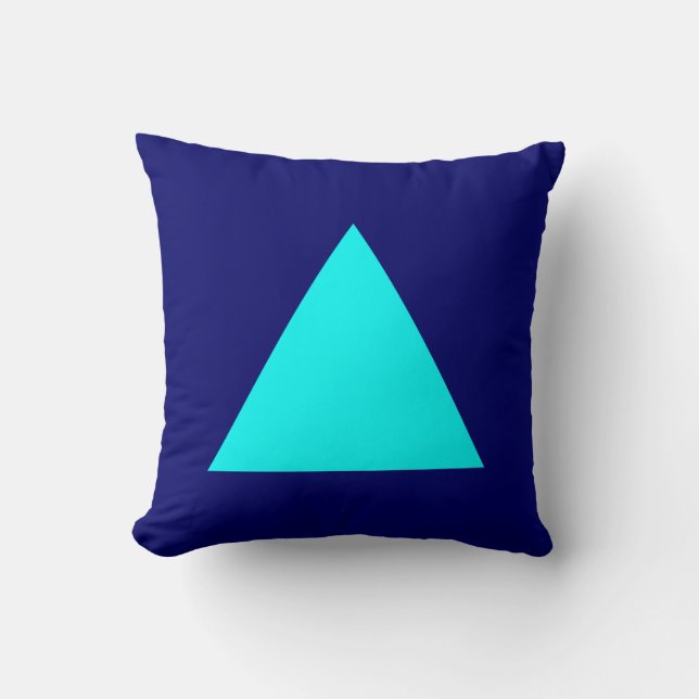 Triangle Colours - Cyan on Dp Navy Cushion (Front)