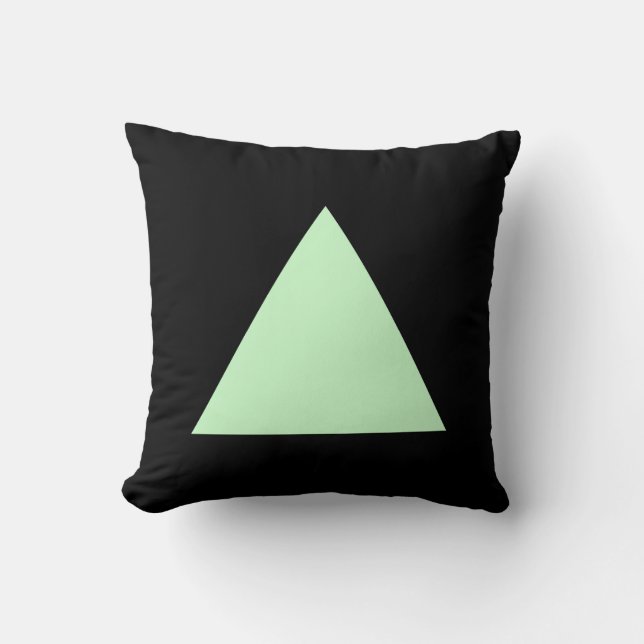 Triangle Colours - Ghost Green on Black Cushion (Front)