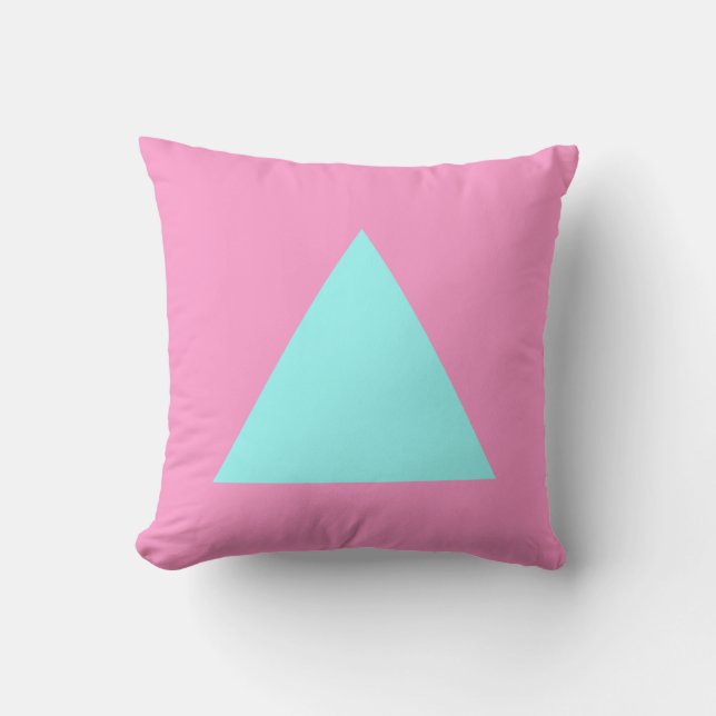 Triangle Colours - Ice Blue and Pink Cushion (Front)