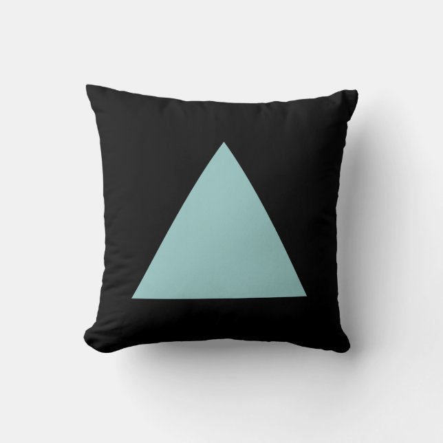 Triangle Colours - Lt Blue Green and Black Cushion (Front)