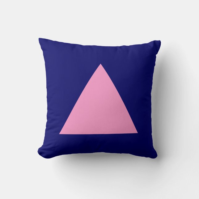 Triangle Colours - Pink and Deep Navy Cushion (Front)