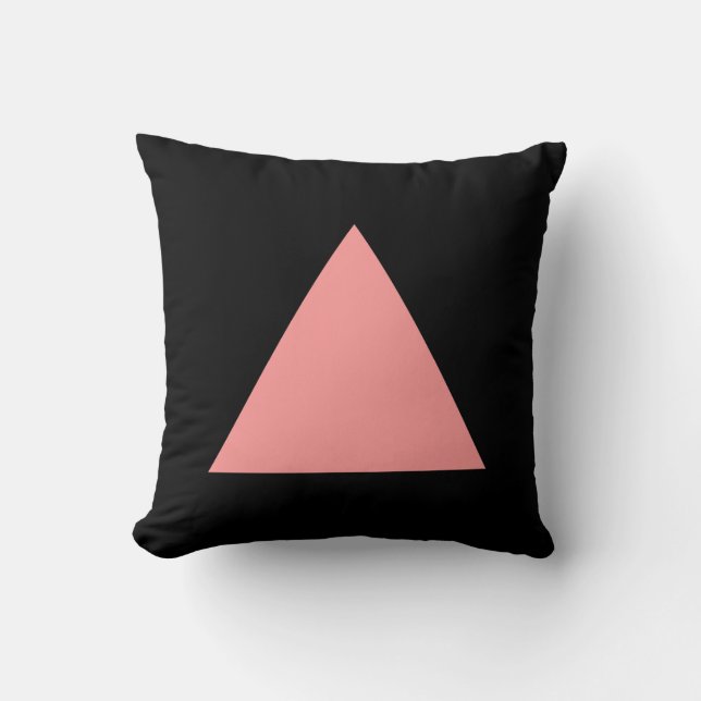 Triangle Colours - Soft Pink and Black Cushion (Front)
