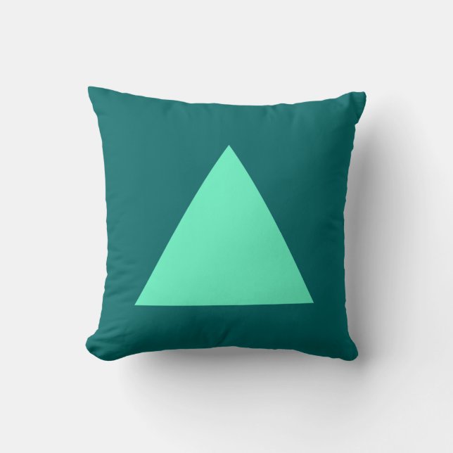 Triangle Colours - Turquoise and Moss Green Cushion (Front)