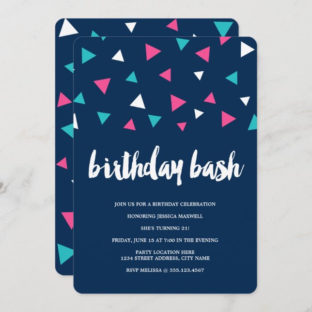 Triangle Confetti Birthday Party Invitation (Front/Back)