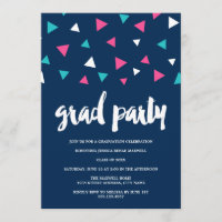 Triangle Confetti Graduation Party Invitation