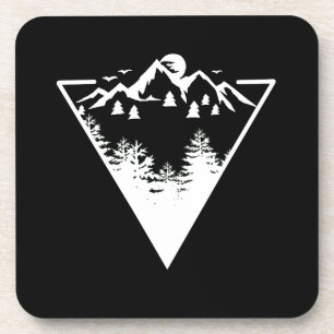 Triangle frame artwork with wilderness landscape coaster