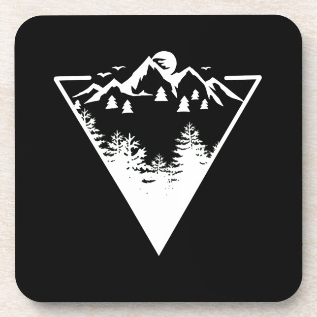 Triangle frame artwork with wilderness landscape coaster (Front)