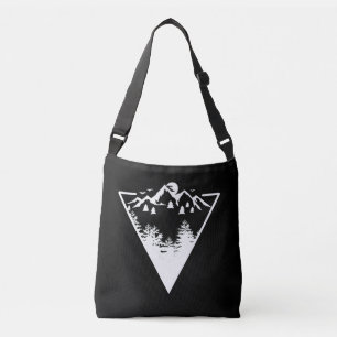 Triangle frame artwork with wilderness landscape crossbody bag