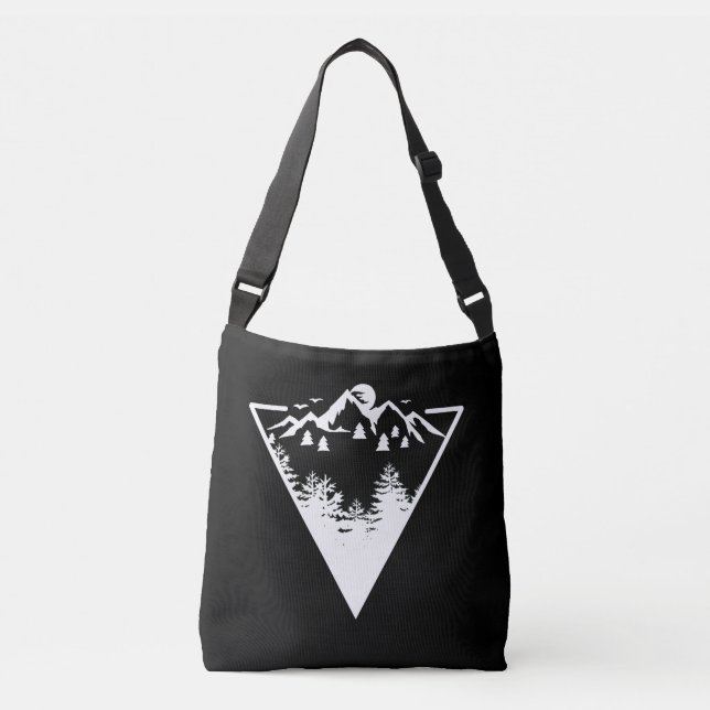 Triangle frame artwork with wilderness landscape crossbody bag (Front)