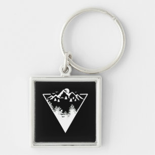 Triangle frame artwork with wilderness landscape key ring