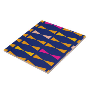 Triangle Gemetrical Fun Cool Modern Blue Orange Ceramic Tile