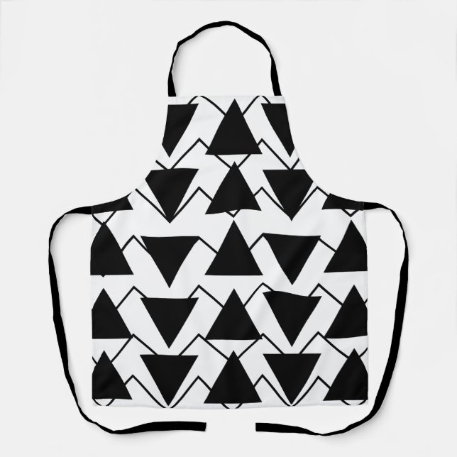 Triangle Geometric Black and White  Apron (Front)