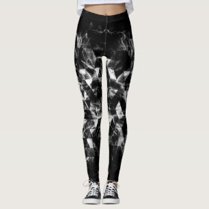 Triangle Geometric Black and White Smoky pattern Leggings