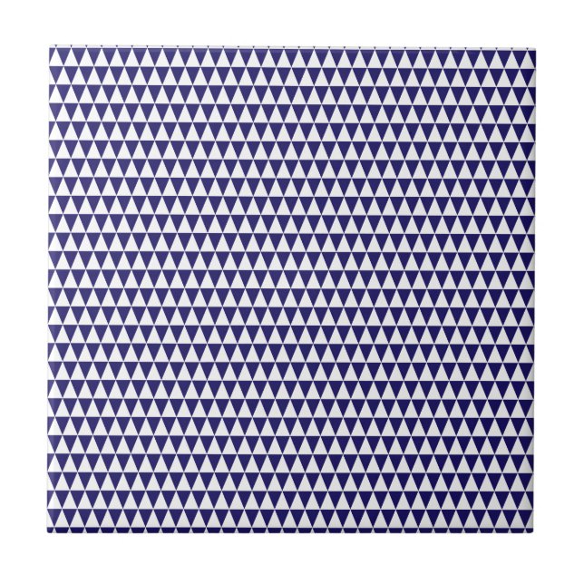 Triangle Geometric Pattern Cobalt Blue and White Ceramic Tile (Front)
