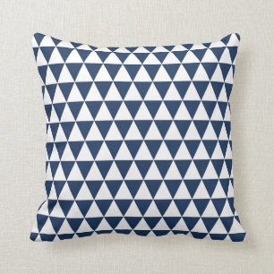 Triangle Geometric Pattern Navy Blue Cushion