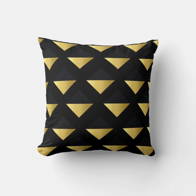 Triangle  Gold and Black  Cushion (Front)