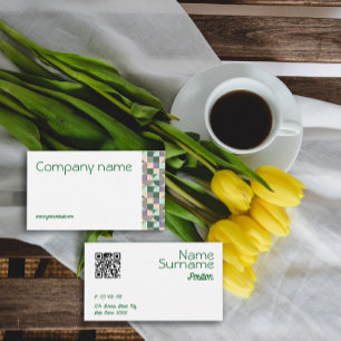 Triangle green turquoise beige QR Business Card