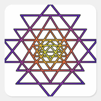 Triangle Mandala (yellow purple) Sri Yantra Square Sticker