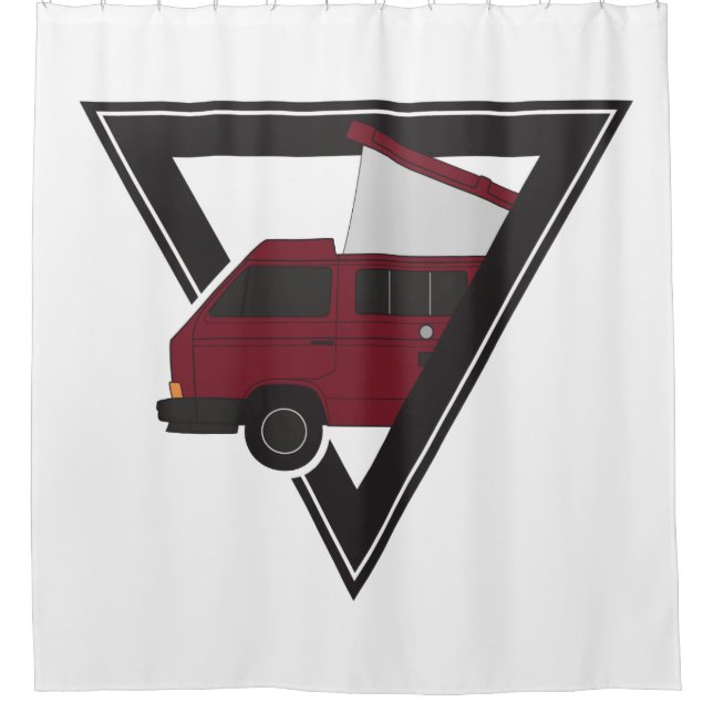 triangle maroon bus shower curtain (Front)
