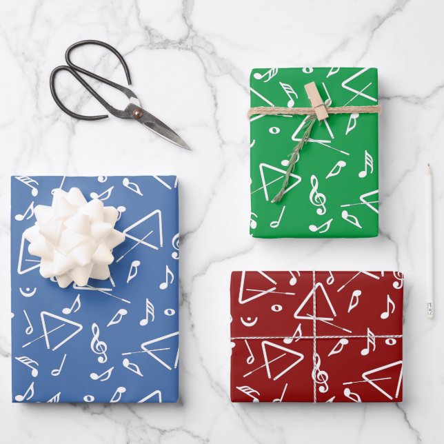 Triangle Music Notes Wrapping Paper Sheets (Front)