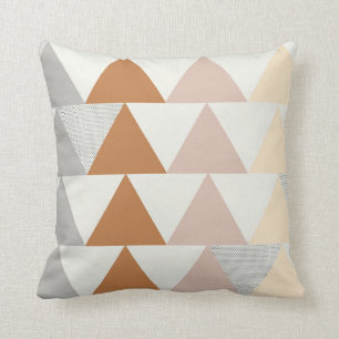 Triangle Pattern in Neutral Grey Rust Pink Cushion