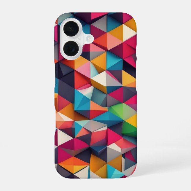 Triangle pattern multicolor polygon texture abstra iPhone 16 case (Back)