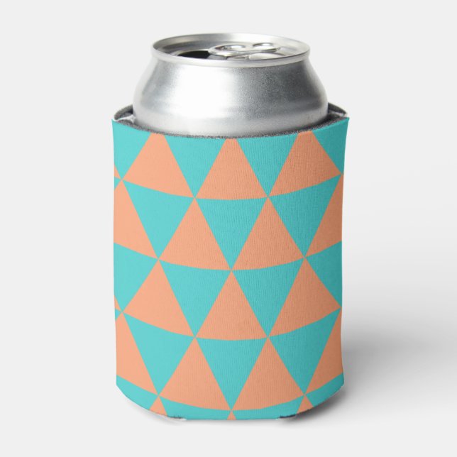 Triangle Pattern Orange and Light Blue Can Cooler (Can Front)