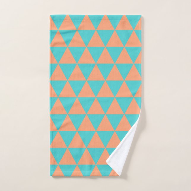 Triangle Pattern Orange and Light Blue Hand Towel (Hand Towel)