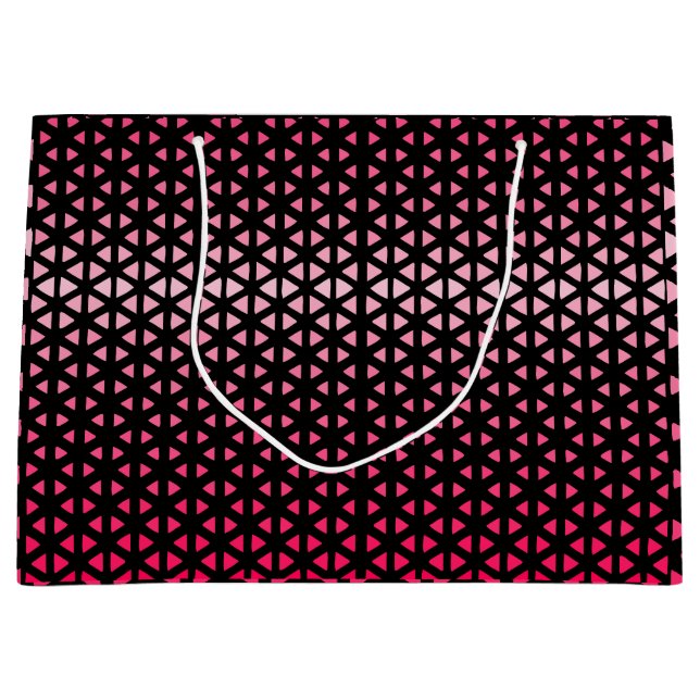 Triangle.Pattern.shade.pink.02 Black BG Large Gift Bag (Front)