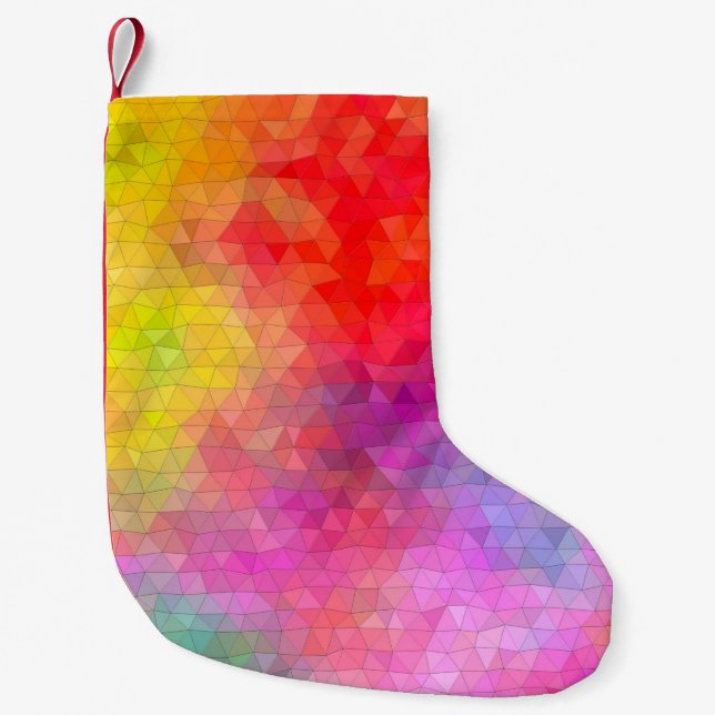Triangle pattern with colour mixing background. ab small christmas stocking (Front)
