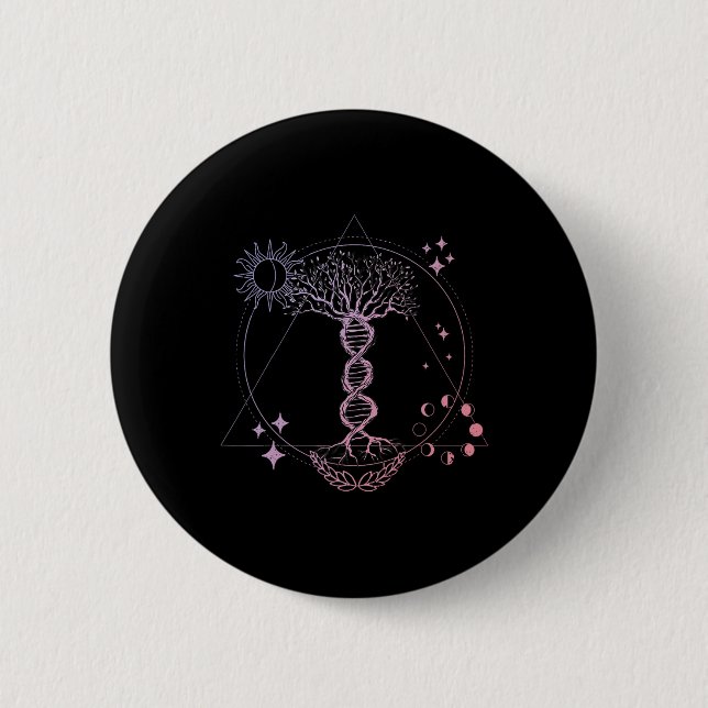 Triangle Phases Moon And Tree Life Dna - Esoteric  6 Cm Round Badge (Front)