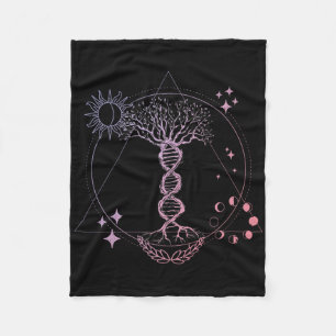 Triangle Phases Moon And Tree Life Dna - Esoteric Fleece Blanket
