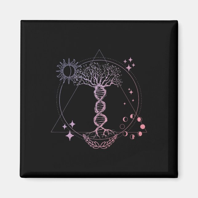 Triangle Phases Moon And Tree Life Dna - Esoteric  Magnet (Front)