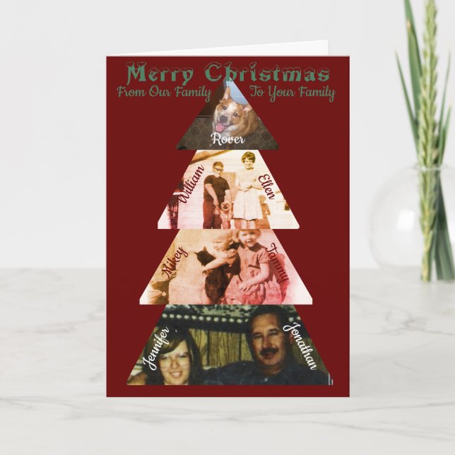 Triangle Photo Christmas Tree Folded Greeting Card (Front)