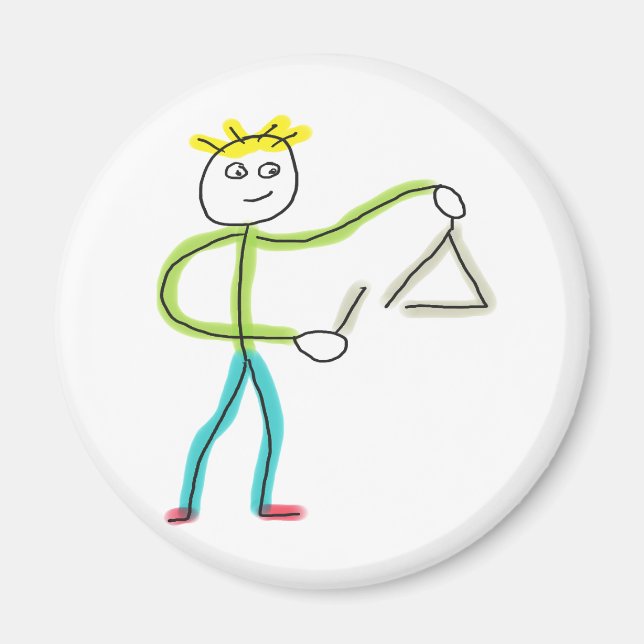 Triangle Playing Stickman Magnet (Front)