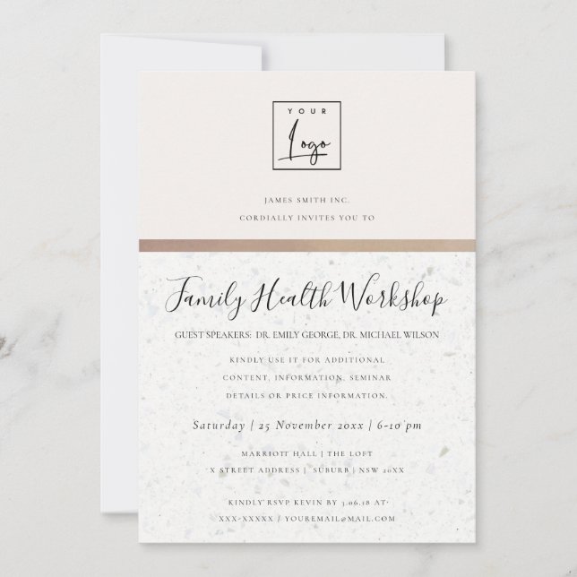 TRIANGLE ROSE GOLD GLITTER SEMINAR WORKSHOP EVENT INVITATION (Front)