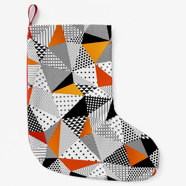 Triangle seamless pattern. Contrasting fashionable Small Christmas Stocking (Front)
