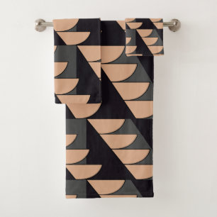 Triangle Semi Circle Geometric Pattern Bath Towel Set