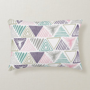 Triangle shapes, hand-drawn vintage style. decorative cushion